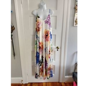 NWT Maxi Dress - Cream/Floral w/Pockets! Sz 10